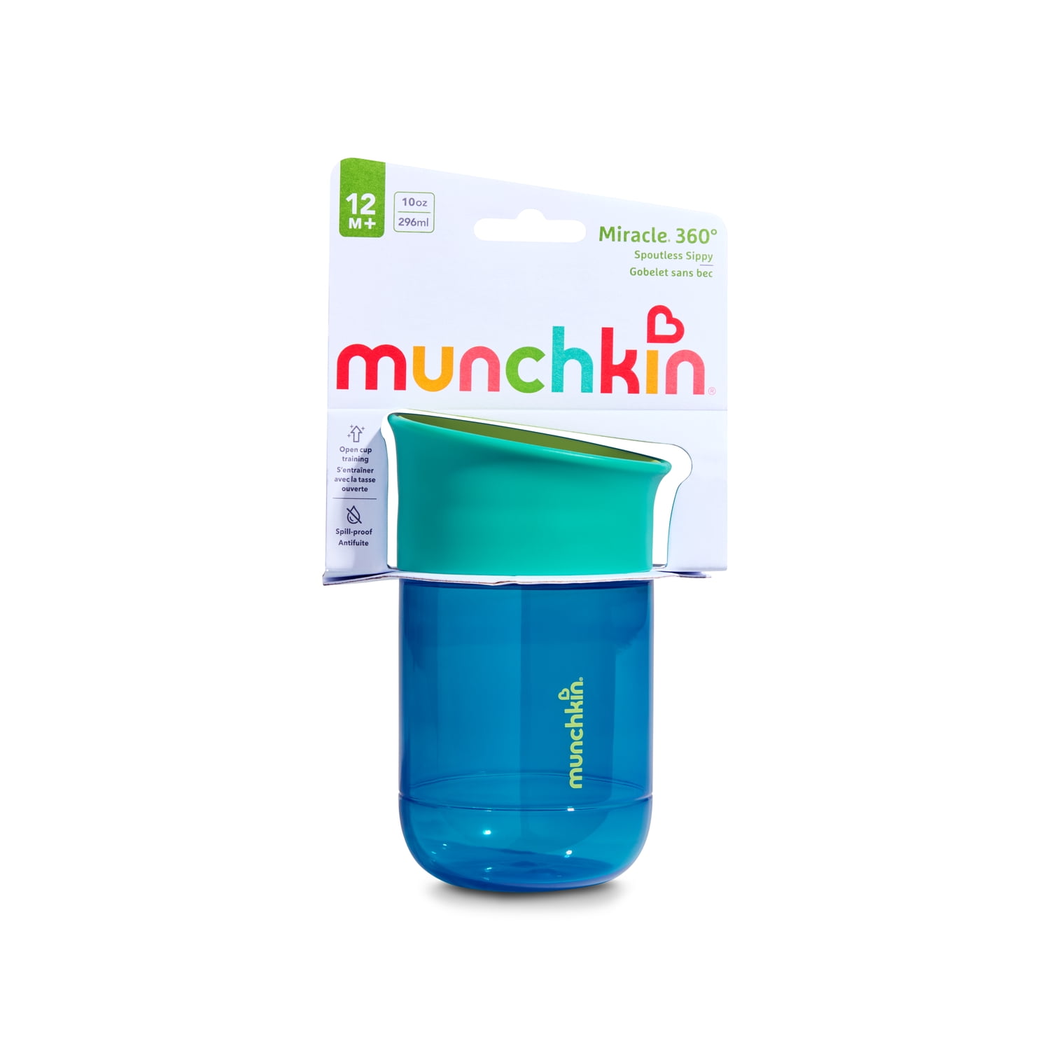 Munchkin Miracle 360 Toddler Sippy Cup, Medium-Flow, Spill-Proof Valve, 10 oz, Dark Blue, Unisex