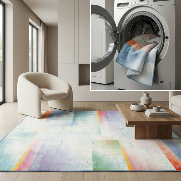 SAFAVIEH Paint Brush Brooke Abstract Area Rug, Blue/Green, 7'9" x 10'