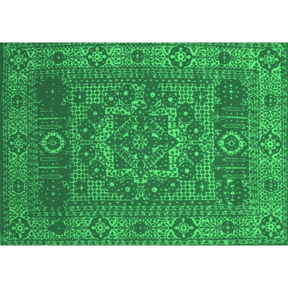 Ahgly Company Indoor Rectangle Persian Green Bohemian Area Rugs, 5' x 7'