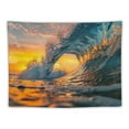 thumbnail image 5 of PRATYUS Ocean Wave Tapestry Ocean Sunset Sunrise Sea Beach Blue Waves Surf Tapestries Modern 3D Great Wave Landscape Scenery Wall Hanging Decor Living Room Bedroom Home Decorations Painting, 5 of 6