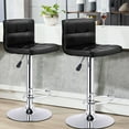 thumbnail image 3 of Patiojoy Square Modern Bar Stool PU Leather Adjustable Swivel Barstools Set of 2, 3 of 7