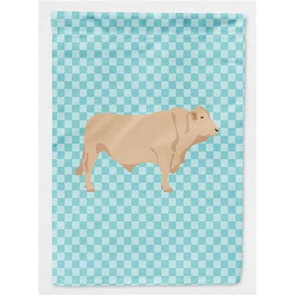 Charolais Cow Blue Check Flag Garden Size