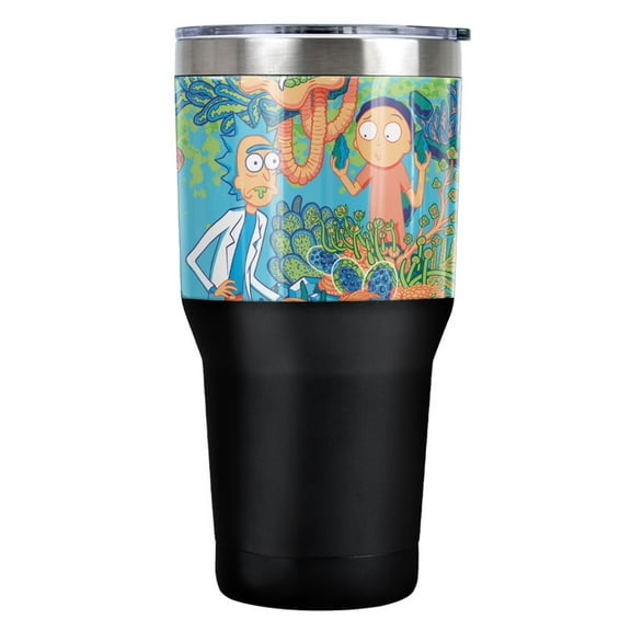 Rick And Morty Botanical Space Rick And Morty Stainless Steel Tumbler 30 oz Coffee Travel Cup, Vacuum Insulated & Double Wall with Leakproof Sliding Lid