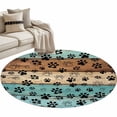 thumbnail image 6 of Aqua Brown Round Rug 3.3ft Washable Circle Entryway Rugs Non Slip Rustic Farmhouse Dog Paw Vintage Area Rug Indoor Floor Carpet for Bedroom Kitchen Living Room Home Office Dining Room Nursery, 6 of 8