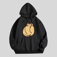 thumbnail image 2 of Xudanell Womens Hoodie Long Sleeve Pullover Doubtful Little Cat Printed Hoodie Solid Fall Clothes for Women Black L, 2 of 3