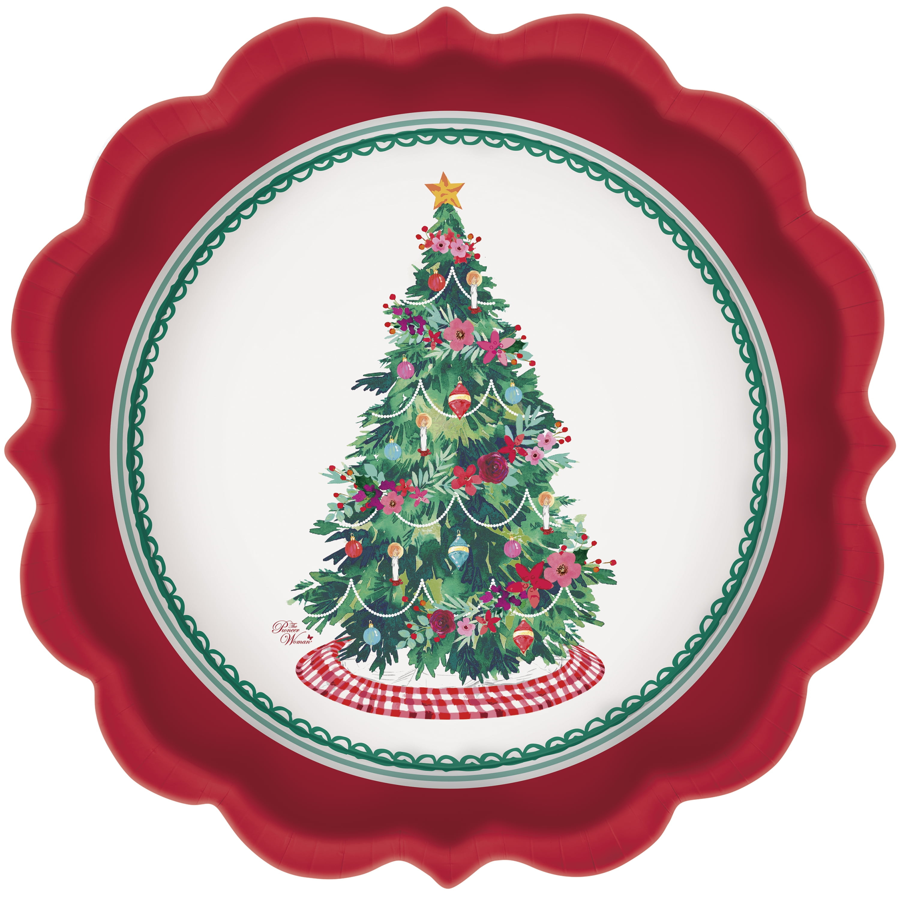 Pioneer Woman Christmas Pine Paper Dinner Plates, 11.5in, 8ct