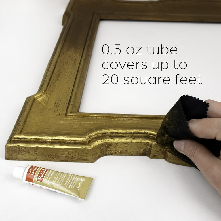 Rub N Buff Metallic Wax Finish with 5 inchx7 inch Microfiber Cloth, Gold Leaf 0.5oz/15ml Tube