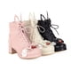 thumbnail image 4 of NECHOLOGY Botas Mujer Adulto Femenino Zapatos Botines para mujer Zapatos de mujer Color sólido Punta redonda Tacón medio Tacón grueso Cordones Hebilla Botas grandes (Pink, 8), 4 of 7