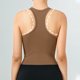 thumbnail image 5 of Tops Verdes Oscuros para las Mujeres Alta Elasticidad Nervadura sin Costuras Top Deportivo con Acolchado, Tops de Punto Blanco para las Mujeres, 5 of 9