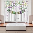 thumbnail image 2 of Ambesonne Mardi Gras Kitchen Curtains, Fleur De Lis Beads, 55"x45", Purple Green Yellow, 2 of 3