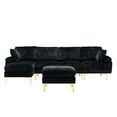 thumbnail image 6 of U-shaped Sectional Sofa Set with Removable Ottoman, Modern Modular Sofa Couch with 2 Pillows and Padded Back Cushion for Living Room Bedroom Office, Black, 6 of 7