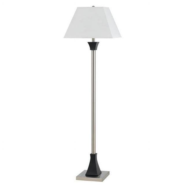Benjara BM226336 Metal Body Floor Lamp with Rectangular Tapered Shade, White & Silver