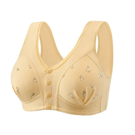Gubotare Comfortable Sports Bras For Women Women s Front Closure Bras Plus Size Lace Full Coverage Underwire Unlined Bra (Light Yellow G)