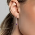 thumbnail image 3 of Gem Stone King 14K Yellow Gold Purple Amethyst and White Lab Grown Diamond Dangle Earrings for Women | 0.86 Cttw | Gemstone February Birthstone | Round 4MM, 3 of 6