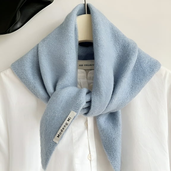 TELOLY Wool Knitted Triangular Scarf Warm Shawl Triangle Knit Scarves Winter