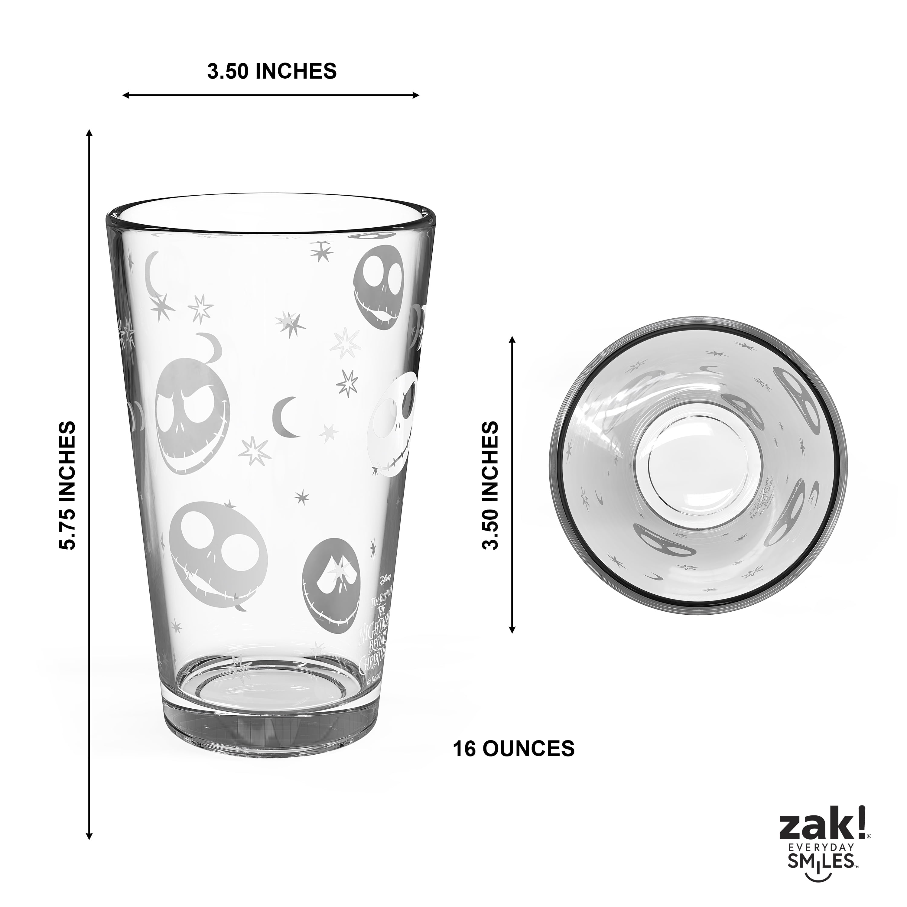 (2 pack) Zak Designs Nightmare Before Christmas 16oz Glass Cup Set (2pk)