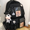 thumbnail image 4 of Mochila escolar de nailon con bolsillo para mujer morral escolar estilo Likrtyny Preppy para chicas adolescentes Mochila de moda para estudiantes universitarios, 4 of 6