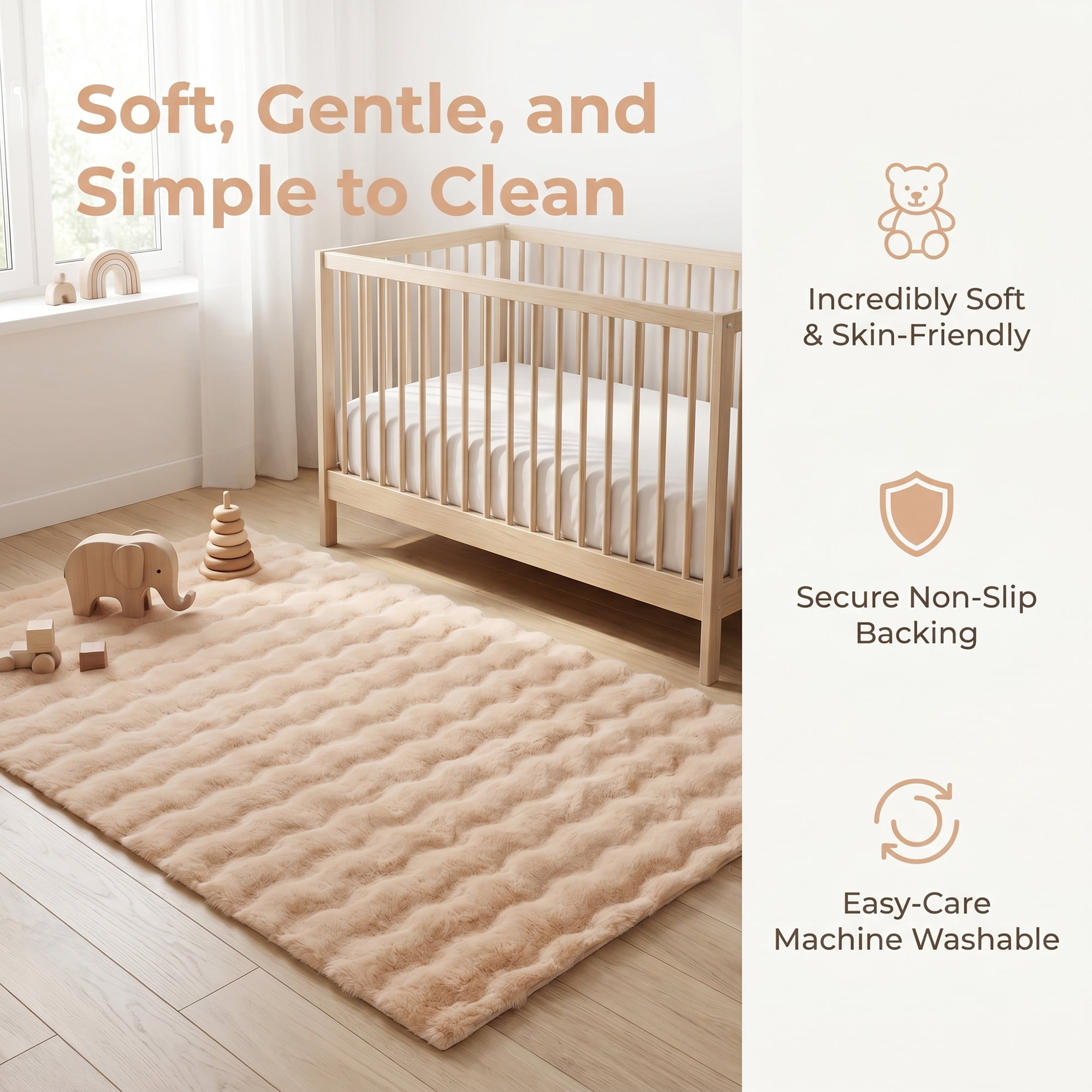 Unique Bargains Geometric Absorbent Shaggy Area Rug Non-Slip Plush Carpet 32" x 20" Khaki
