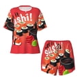thumbnail image 2 of Yiaed Sushi Print Short Sleeve Pajama Sets for Women Casual Crew Neck 2 Piece Lounge Sets Women's Short-Sleeved Pajama-Large, 2 of 5