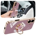 thumbnail image 4 of for iPhone 16 Plus Case, Built-in 360° Rotation Ring Holder Kickstand, Luxury Shiny Plating Edge Shockproof Electroplated Slim Protective Phone Cover for iPhone 16 Plus, Lightpurple, 4 of 6