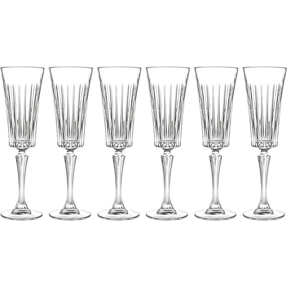 Barski Toasting Flute Glass -Champagne - Flutes - Set of 6 Flute Crystal Glasses - Wedding Toasting Flutes - Designed - 7 oz Made in Europe