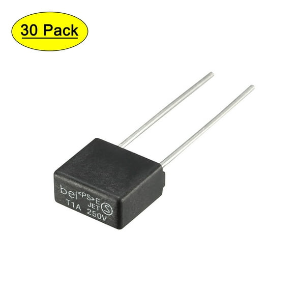 30Pcs DIP Mounted Square Slow Blow Micro Fuse T1A 1A 250V Black