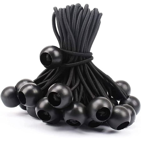 

Ball Bungee Cords 9 Inch 50 Pcs Black Elastic Tie Down Bungee with Balls for Camping Shelter Cargo Tarp Canopy Shelter Wall Pipe UV Resistant