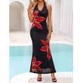 thumbnail image 4 of Vestido ZESICA 2025 de verano con cuello halter y estampado floral, largo, talla M, 4 of 8