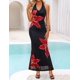 thumbnail image 4 of Vestido ZESICA 2025 de verano con cuello halter y estampado floral, largo, talla M, 4 of 8