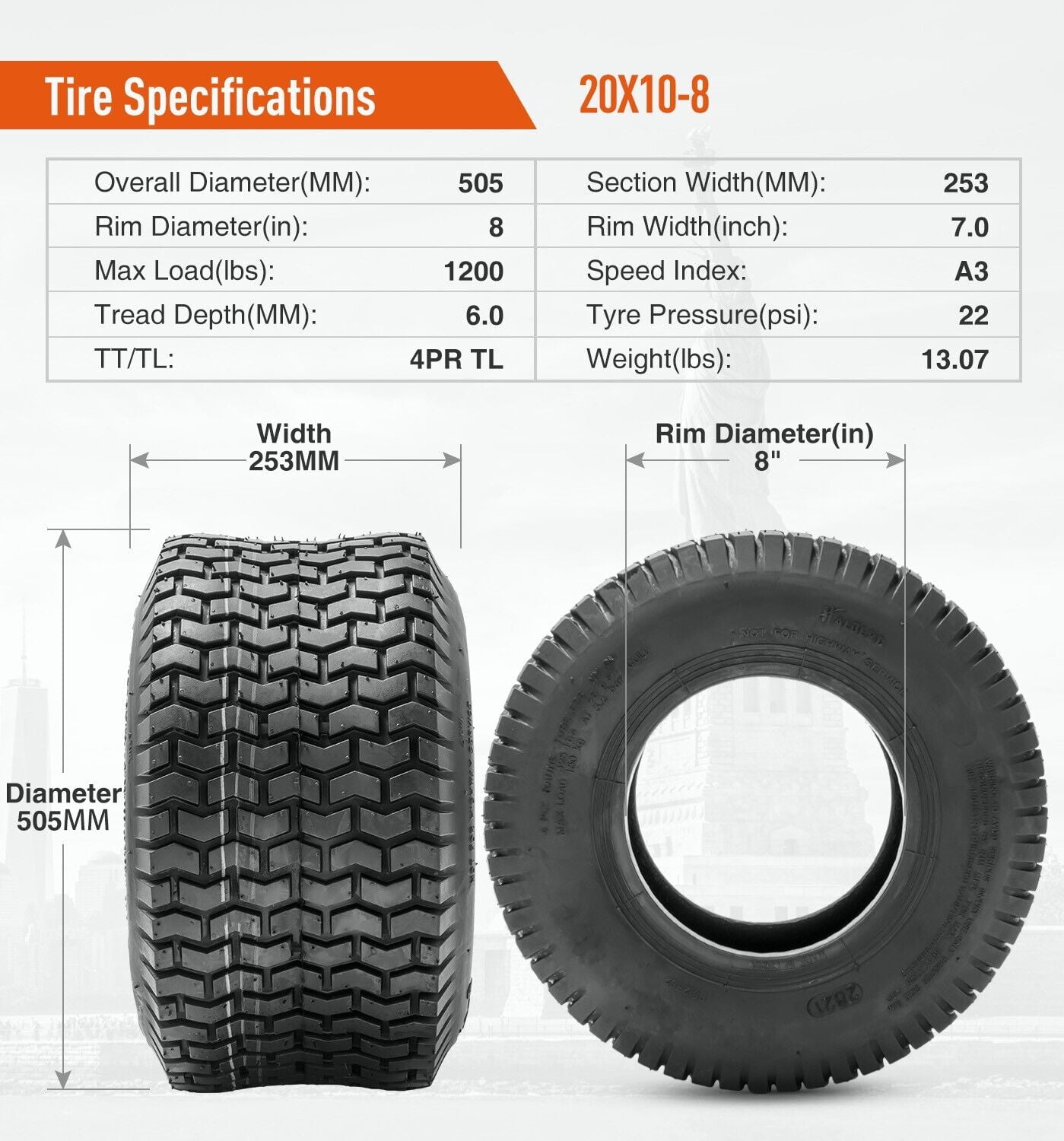24x12-12 Or 26x12-12 Heavy Duty ATV/Lawn Tire Inner Tube - TR13 Valve, Foldable