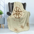 thumbnail image 4 of Compass Soft Flannel Fleece Throw Blanket, 4 Different Compasses in Retro Colors Discovery Equipment Where Nautical Marine, Cozy Plush for Indoor and Outdoor Use, 50" x 70", Beige Tan, by Ambesonne, 4 of 5