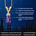 thumbnail image 2 of Gem Stone King 14K Yellow Gold Purple Amethyst and White Lab Grown Diamond Pendant Necklace for Women | 0.70 Cttw | Gemstone February Birthstone | Pear Shape 7X5MM | With 18 inch Chain, 2 of 6