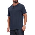 thumbnail image 5 of INSPIRE CHIC Men's Henley Short Sleeve Button Down Jacquard Texture Knitted T-Shirts XL Dark Blue, 5 of 6