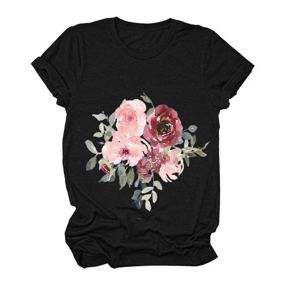 Outfmvch T Shirts for Women Casual Summer T Shirt Floral Butterfly Funny Graphic Tee T Shirt Womens Tops