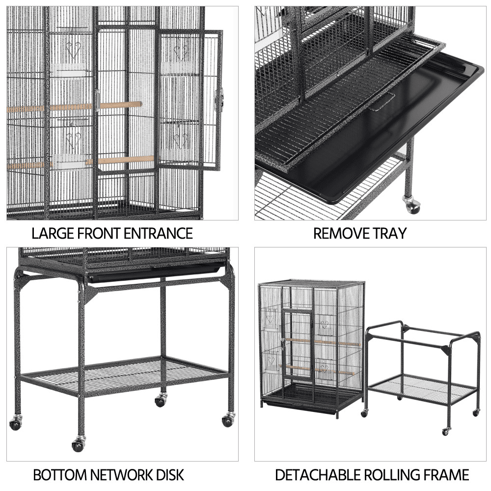 Alden Design 54"H Metal Pet Cage with Detachable Stand for Small Animal , Black