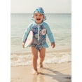 thumbnail image 4 of BemeyourBBs Infant Baby Girl Swimsuit Infant Bathing Suit One-Piece Swimsuits with Sun Hat Set Long Sleeve Rash Guard Swimwear Floral Zipper Summer Beach Wear, 4 of 9