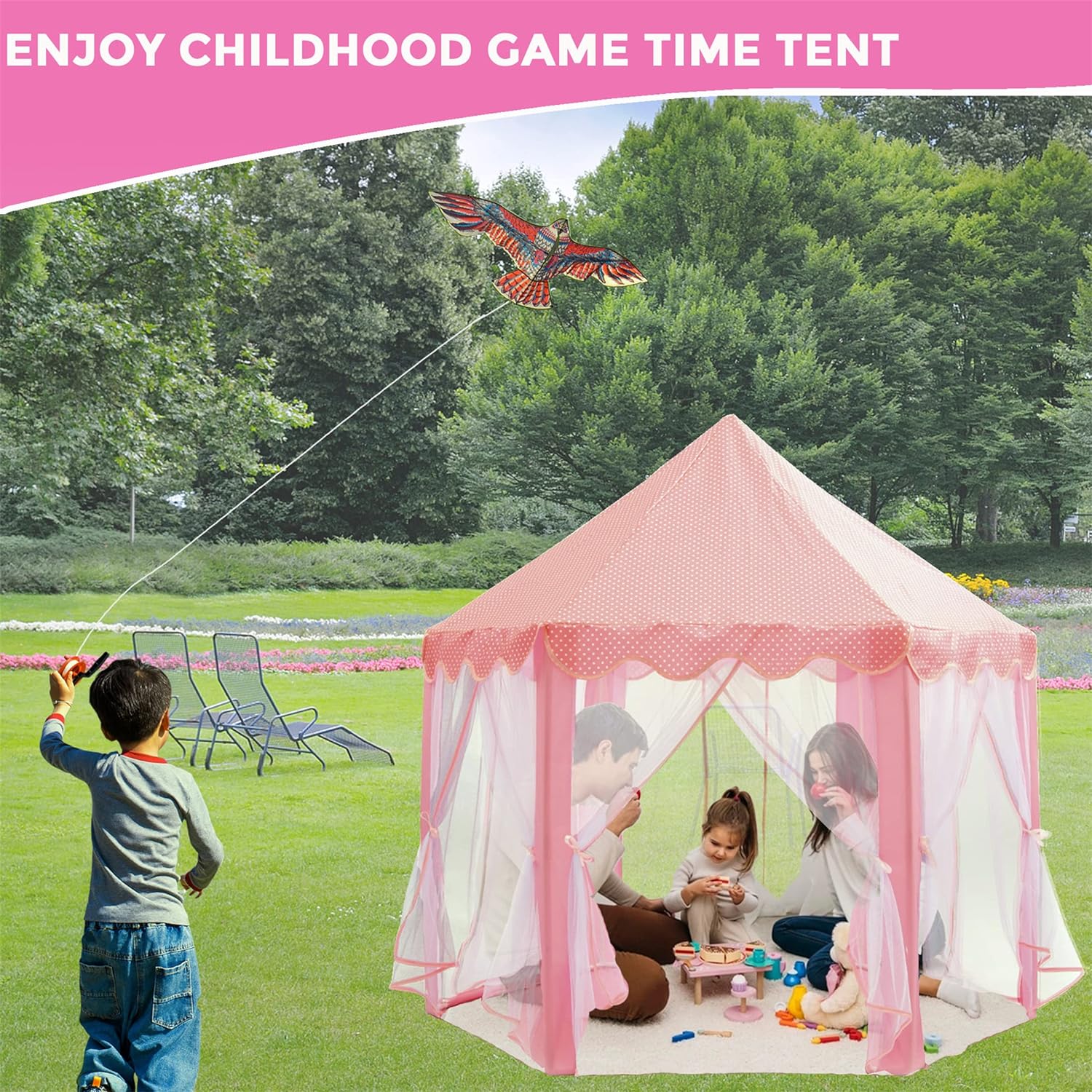 KEYAHAPPY Princess Castle Play Tent with LED Lights photo 5