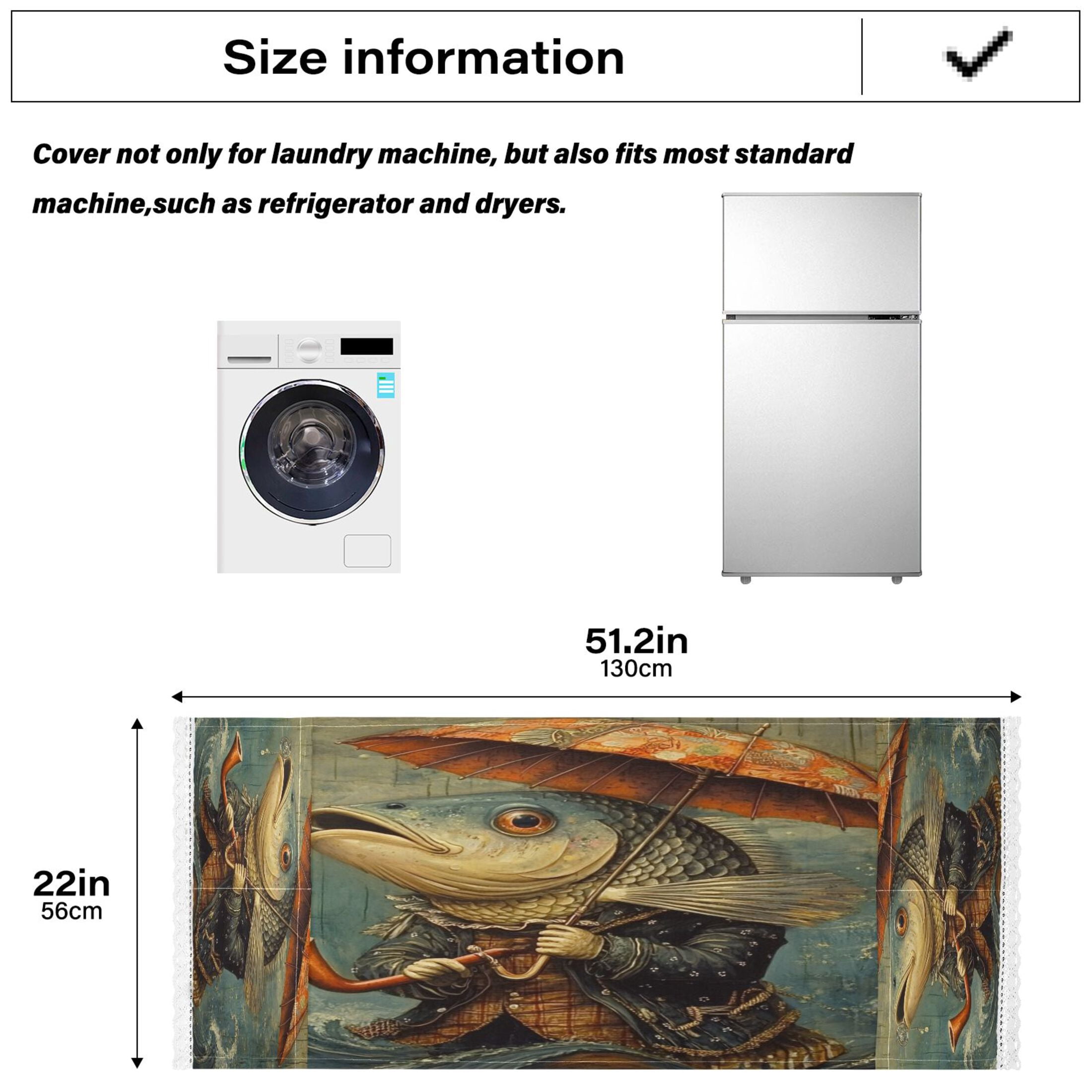 Strange FishWasher and Dryer Covers Dust-Proof and Oil Resistant Fridge Cover with 4 Storage Pockets Washing Machine Top Cover for Laundry Kitchen Home 51.2 x 22 In