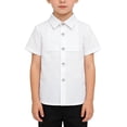 thumbnail image 2 of YunPes Boys Dress Shirt Pintuck Pleated Front White Short Sleeve Shirt with Crystal Button Down Kids Clothes Formal & Party Events, 2 of 4