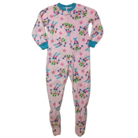 - Girls Plush Pink Skiing Frog Blanket Sleeper Footed Pajamas Small 6/6X