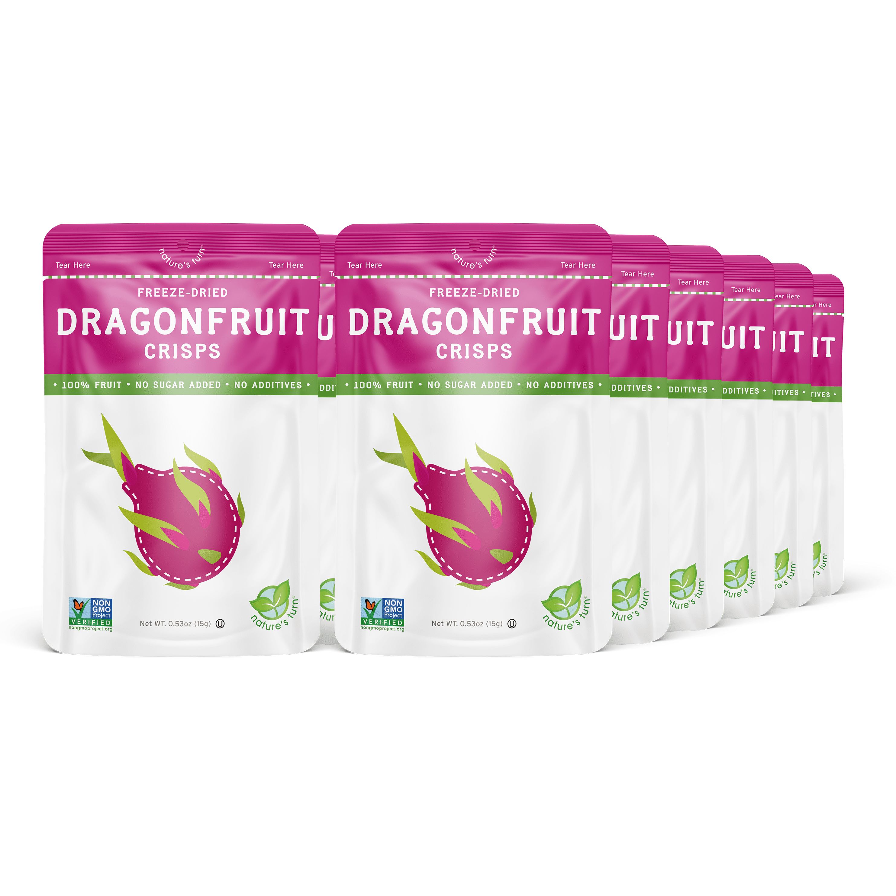 Nature’s Turn Freeze-Dried Dragon Fruit Crisps, No Added Sugar, Healthy Natural Fruit Crisp Snack for School Lunches, 6 Pack (1.2 oz Each)