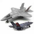 thumbnail image 4 of Large Alloy Pull Back F-35 Fighter Aircraft Model Music LED Airplane Toy Gift, 4 of 6