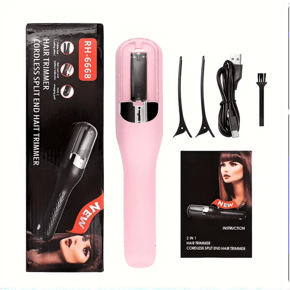 1 PCS Split End Remover 2-in-1 Automatic Split End Trimmer with Blue Light Conditioner Professional Split End Trimmer for Dry Damaged Brittle Hair Hair Clipper