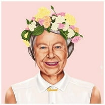 "Hip Queen Elizabeth II" Frameless Free Floating Reverse Printed Tempered Art Glass Wall Art