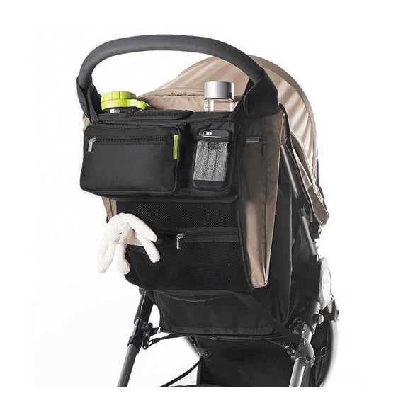 Amerteer Baby Stroller Organizer Bag - Stroller Storage Bag-Proof Insulated Cup Holders and Large Detachable Zippered Clutch Bag for Universal Stroller Like Baby Jogger,Bugaboo