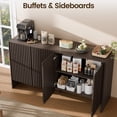 thumbnail image 5 of TopComfy 55" Sideboard Buffet Cabinet with 4 Doors, Coffee Bar Storage Cabinet with Adjustable Shelves Curved Edge MDF Display Cabinet for Kitchen Dining Room, Dark Walnut, 5 of 8