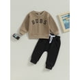 thumbnail image 2 of xiaxaixu 2Pcs Baby Boy Fall Outfits Long Sleeve Letter Print Sweatshirt + Pants Set Toddler Clothes, 2 of 8