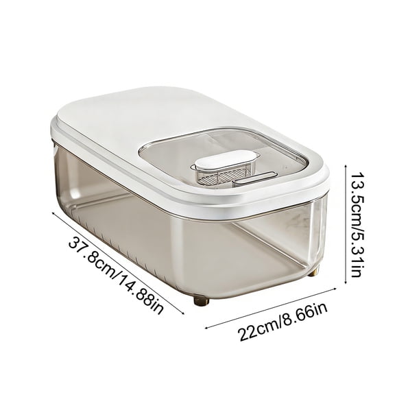 Rice Flour Storage Container Easy to Flip-up Lid, Short and Narrow Food Storage Flour Bin for Kitchen Drwer Organization, Pet Dog Cat Food Storage Container