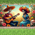 thumbnail image 7 of Colorful Design Festive Banner Skull Illustration Traditional Attire Floral Arrangement for Cultural Event Home Decor Celebration, 7 of 7