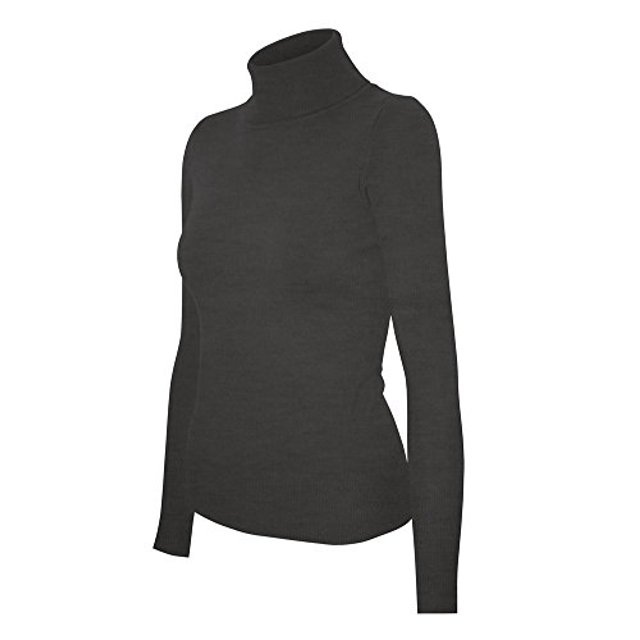 Cielo Chandail Basique Extensible à Col Roulé pour Femmes Gris Anthracite L
